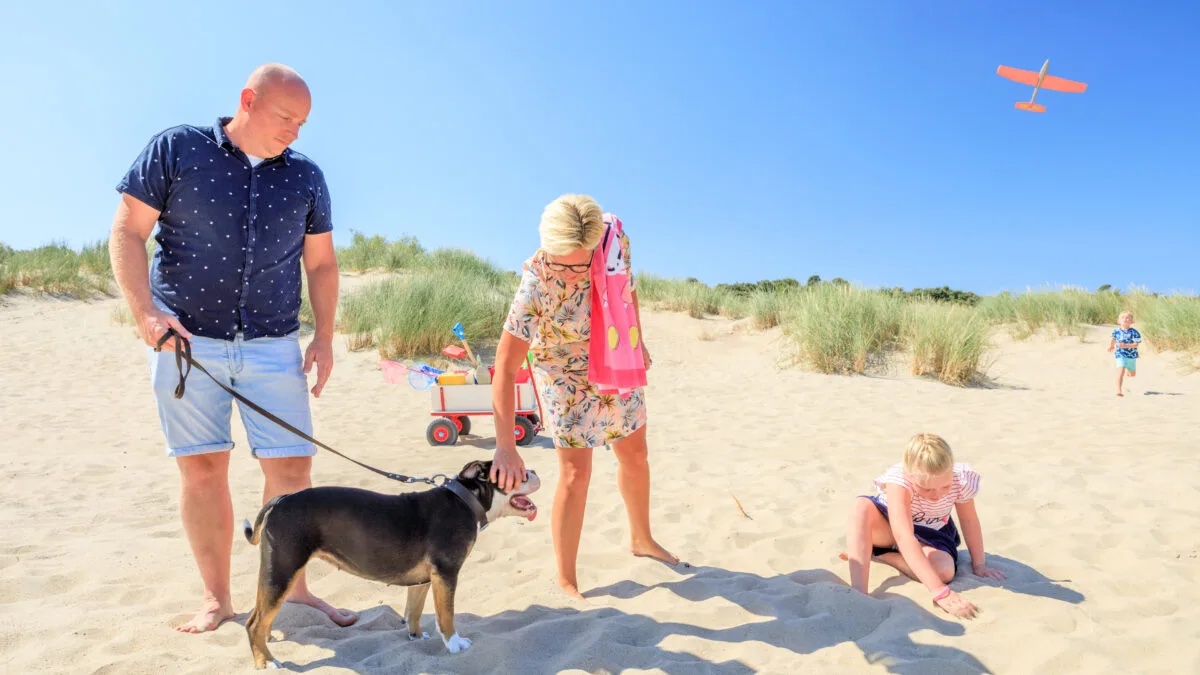 Gezin naar het strand